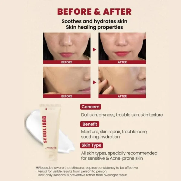 k secret seoul 1988 cream 2 K-SECRET Seoul 1988 Cream: Snail Mucin 93% + Rice 100ml