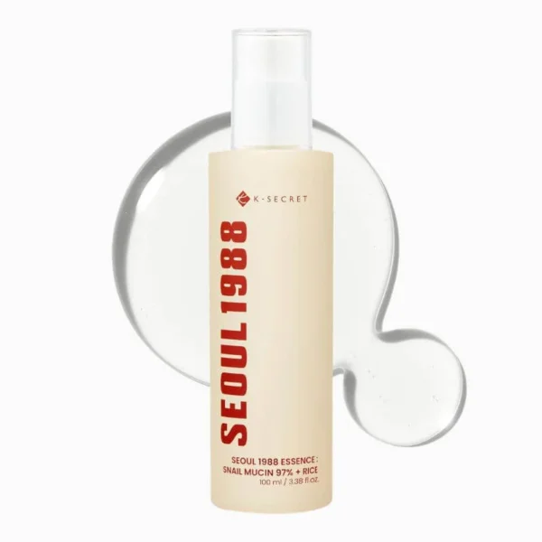 k secret seoul 1988 essence K-SECRET Seoul 1988 Essence: Snail Mucin 97% + Rice 100ml