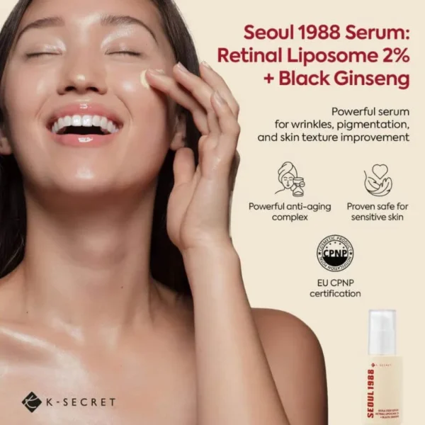 k secret seoul 1988 serum 2 K-SECRET Seoul 1988 Serum: Retinal Liposome 2% + Black Ginseng 30ml