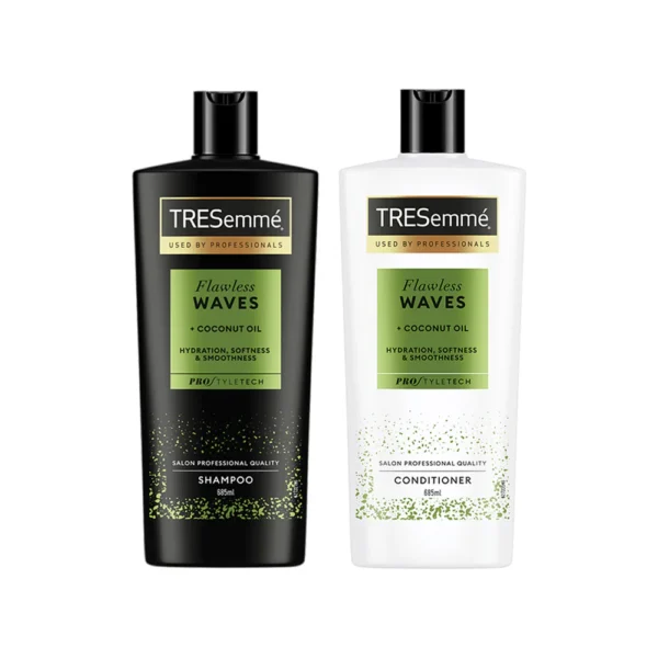 TresemmeFlawlessWavesCoconutOilShampoo_Conditioner685mlBundlePack TRESemmé Flawless Waves Coconut Oil Shampoo & Conditioner 685ml Bundle Pack